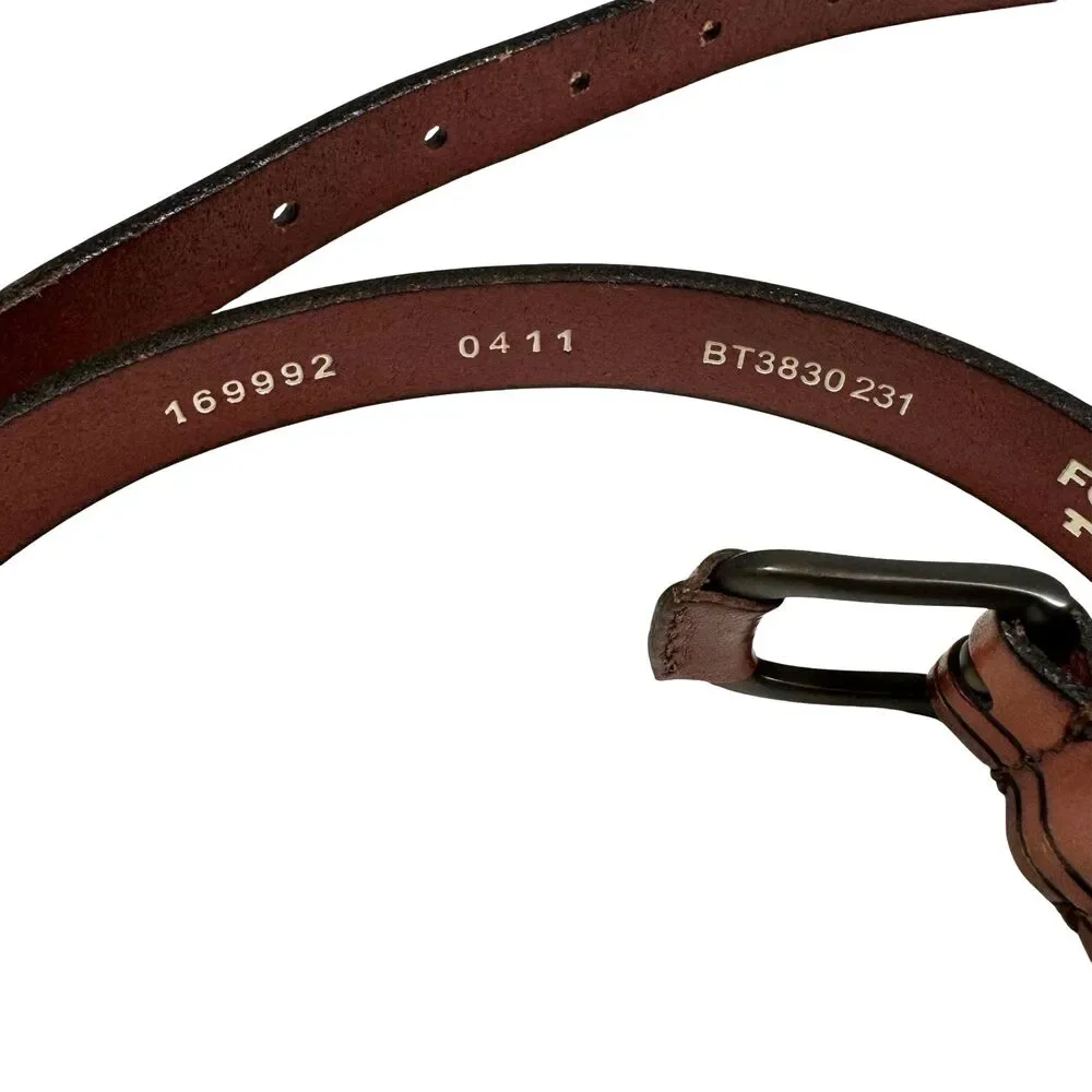 Fossil Belt Genuine Leather Size Large Brown BT3830231 Black Pinstripe Career